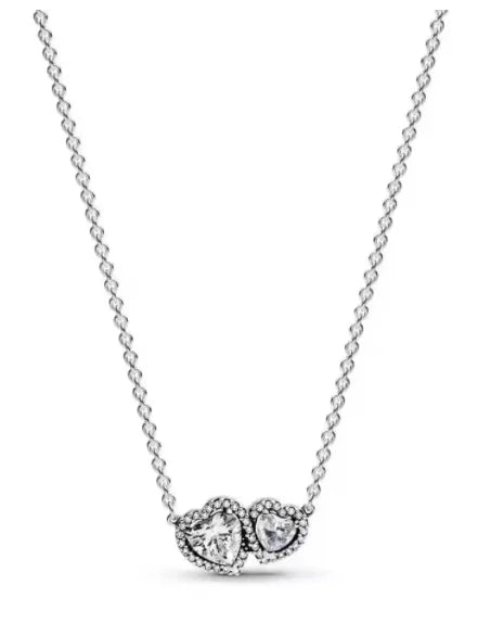 New 925 Silver bow Heart-shaped Ring Necklace, Suitable for Valentine's Day, Holiday Gifts for Women, DIY High-end, Fashion Jewelry