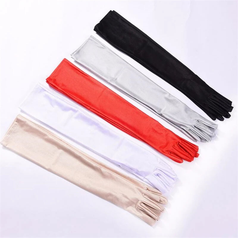 Fashion Long Satin Gloves, Satin Opera Evening Party Prom Costume Glove, Black White Pink Gray Beige Red, New Hot Sale