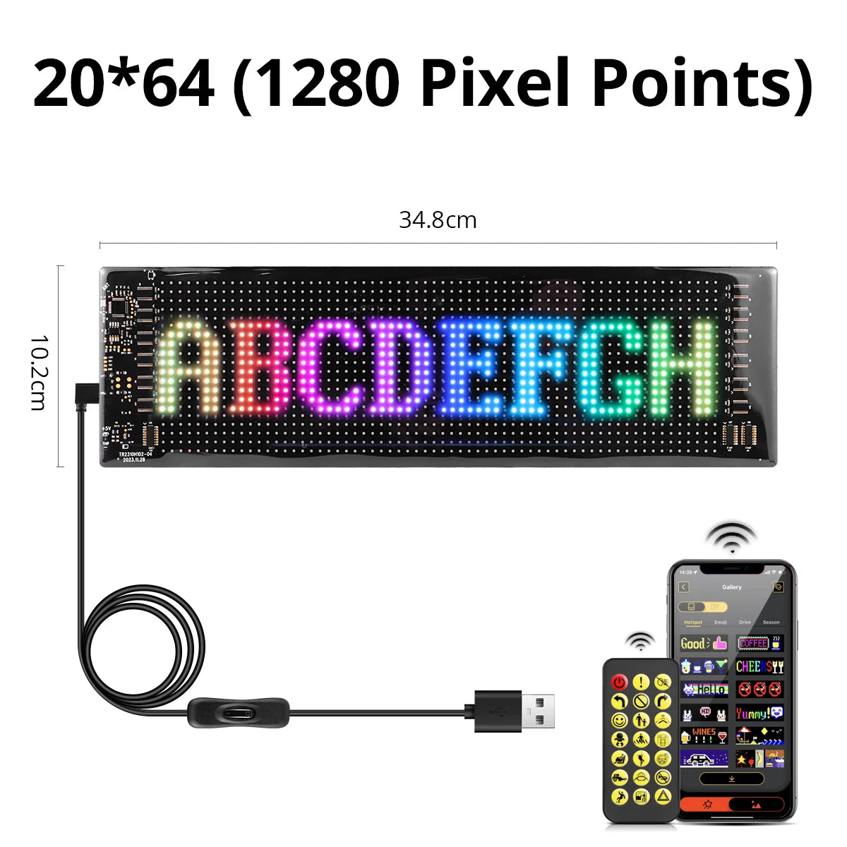 Car Decor Advertising Logo Lights Outdoor LED Matrix Pixel Scrolling Screen DIY Customize Patterns, Animations, Text Warning Light