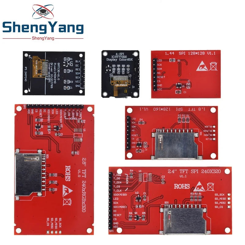 TFT Display, 0.96/1.3/1.44/1.8/2.4/2.8/3.5 Inch TFT Full Color Screen LCD Module, ST7735 ILI9341 Driver Interface SPI for Arduino