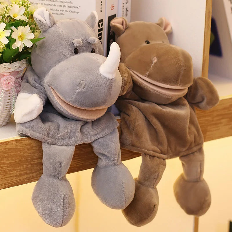 Cartoon Animal Hand Puppet Parent-child Game Doll, 35cm, Stuffed Gaming Doll, Lion Elephant Pig Appease Toys, Birthday Gifts For Children
