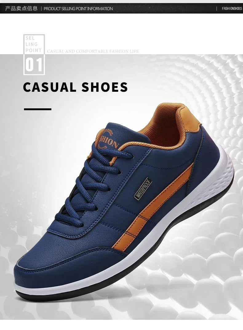 Men Leather Sneaker, Waterproof Casual Comfortable Men's Sneaker, Lace Up Footwear, Vulcanized Man Shoe Masculino, MAEDEF