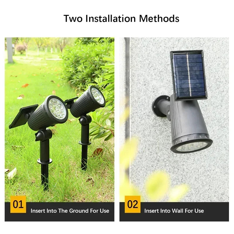 9 LEDs Solar Spotlights, Outdoor IP65 Waterproof, Spot Lights, Brightness Adjustable for Garden Backyard Driveway Patio Decor
