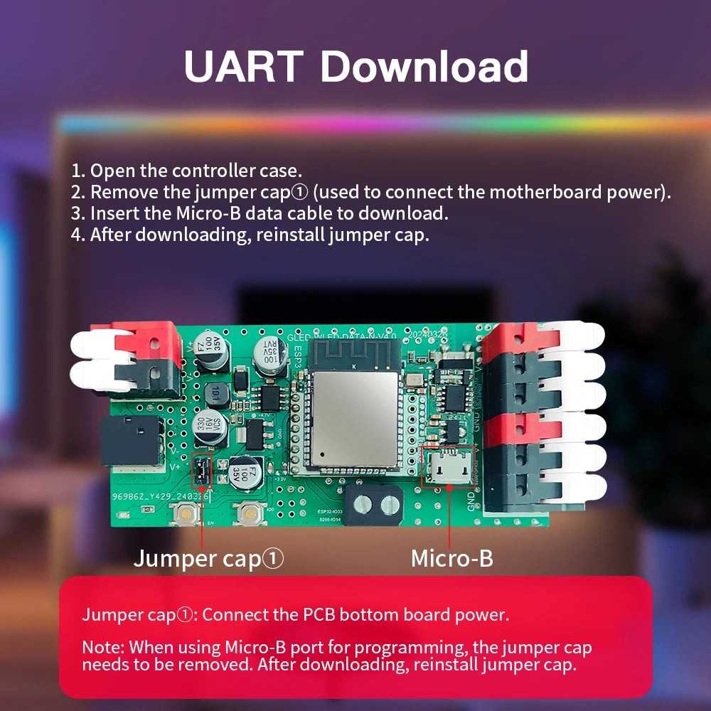 WLED LED Controller, ESP32, Mic Music UART RGB IC Digital Lights Addressable String Lighting, GLEDOPTO