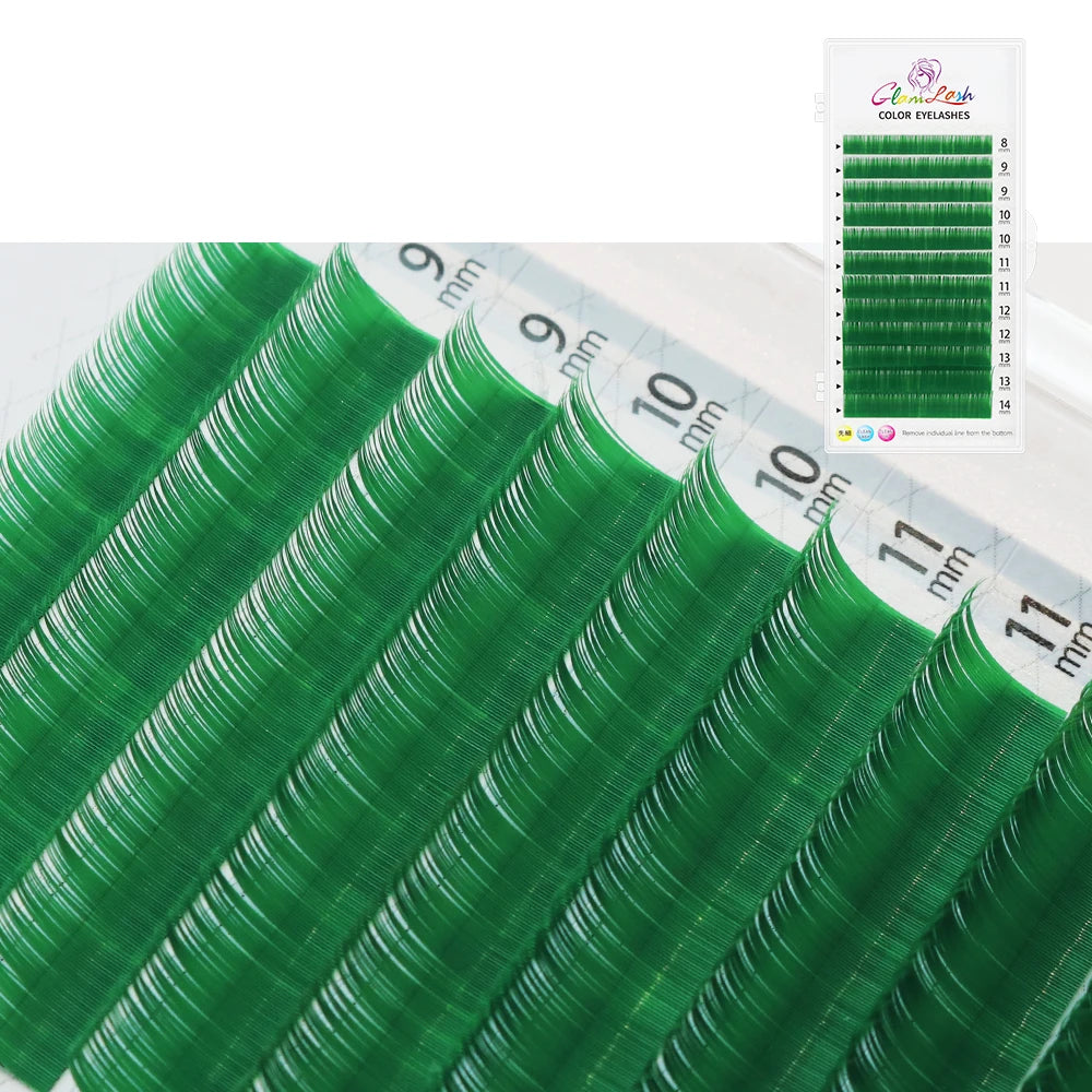 Colored Lashes, Lake Blue/ Lavender/ Cinnamon/ Dark Green/ Matcha Grey, Individual Natural False Colorful Eyelash Extension, GLAMLASH