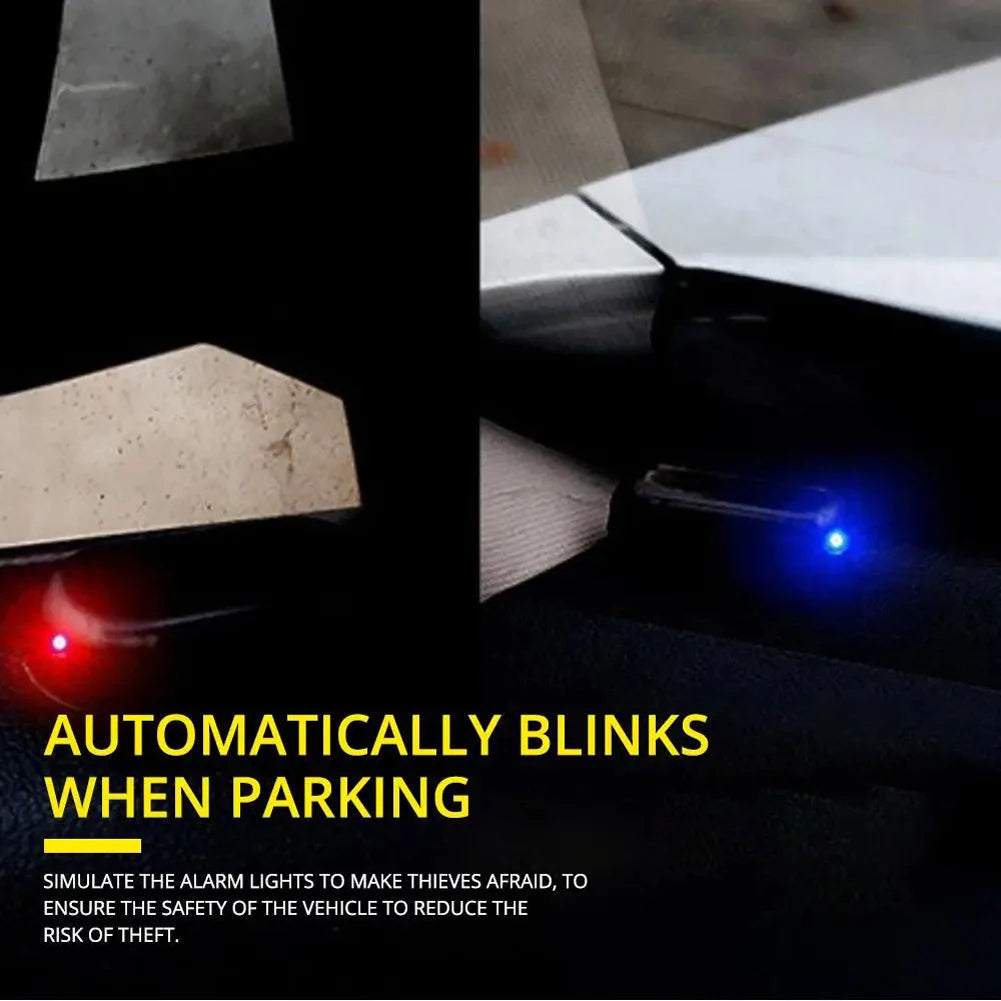 1/2Pcs, Car Fake Security Light, Solar Powered Simulated Dummy Alarm Wireless Warning Anti-Theft Caution Lamp LED Flash Imitation