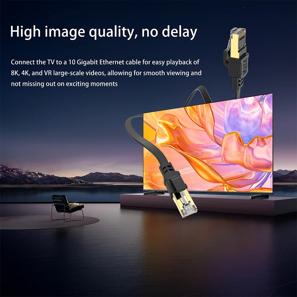 CAT8 Ethernet Cable 40Gbps 2000MHz, CAT8 RJ45 Network Lan Patch Cord Flat, 10m 15m 20m 30m, 50ft 100feet for Modem Router PS 5/4