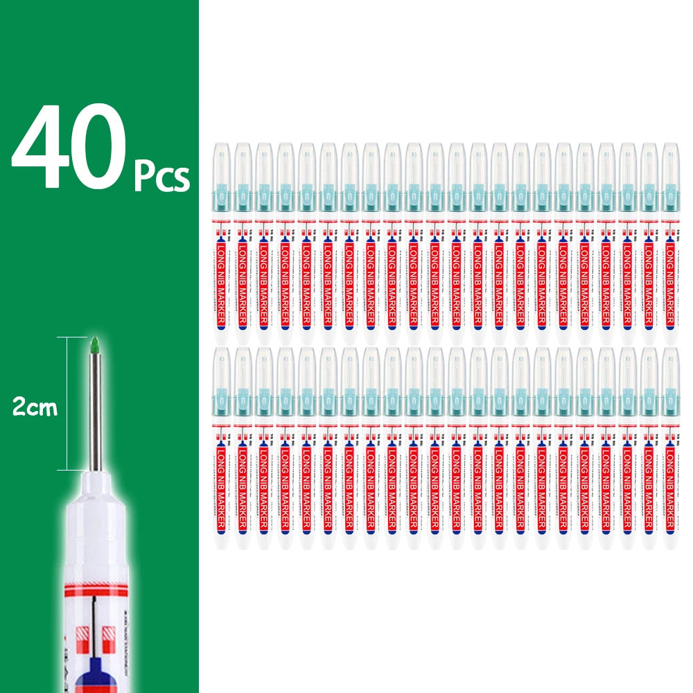 4-80Pcs, 2cm, Waterproof Long Head Markers, Deep Hole Marker Pen for Metal Carpenter, Red/ Black/ Blue/ Green Ink Woodworking Tools