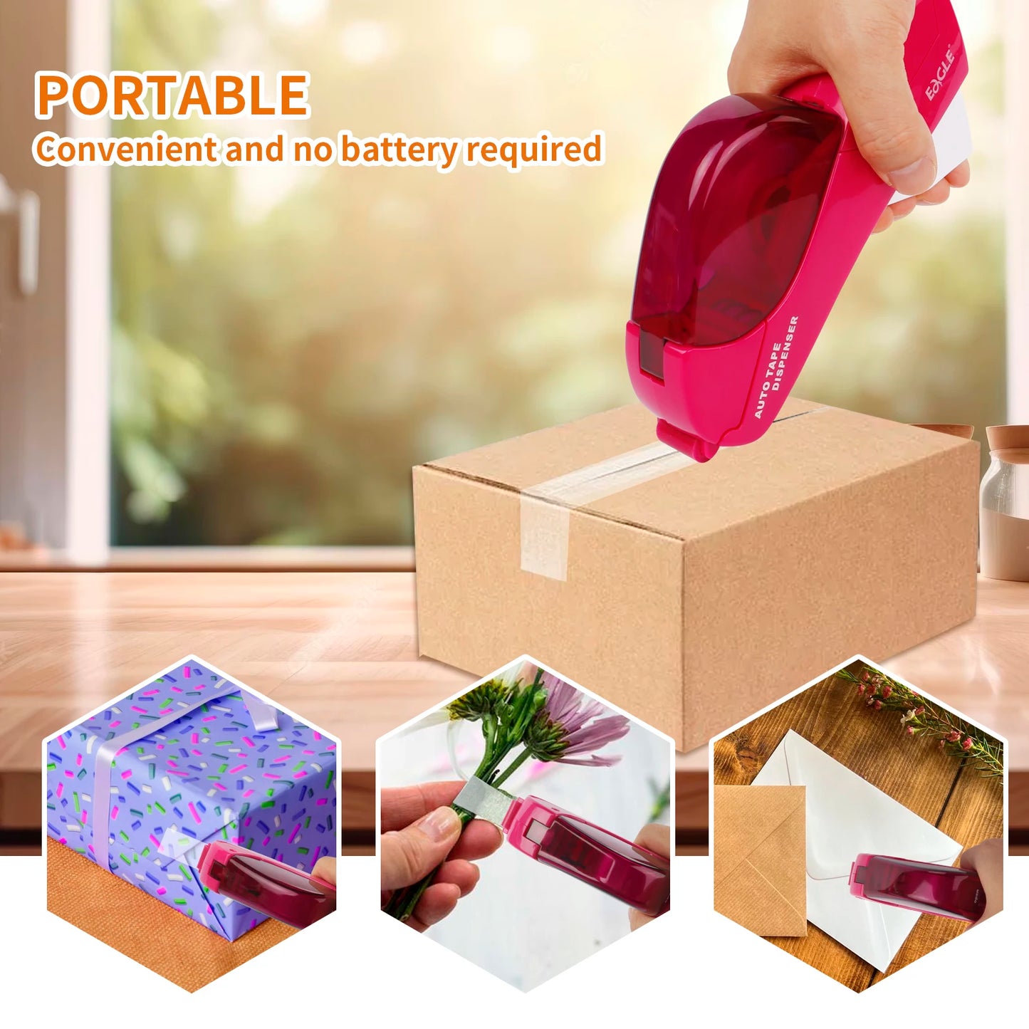 Eagle Automatic Tape Dispenser, No Battery Required, With 2 Rolls Free Tape, Suitable for Handwork, Family Gift Packaging