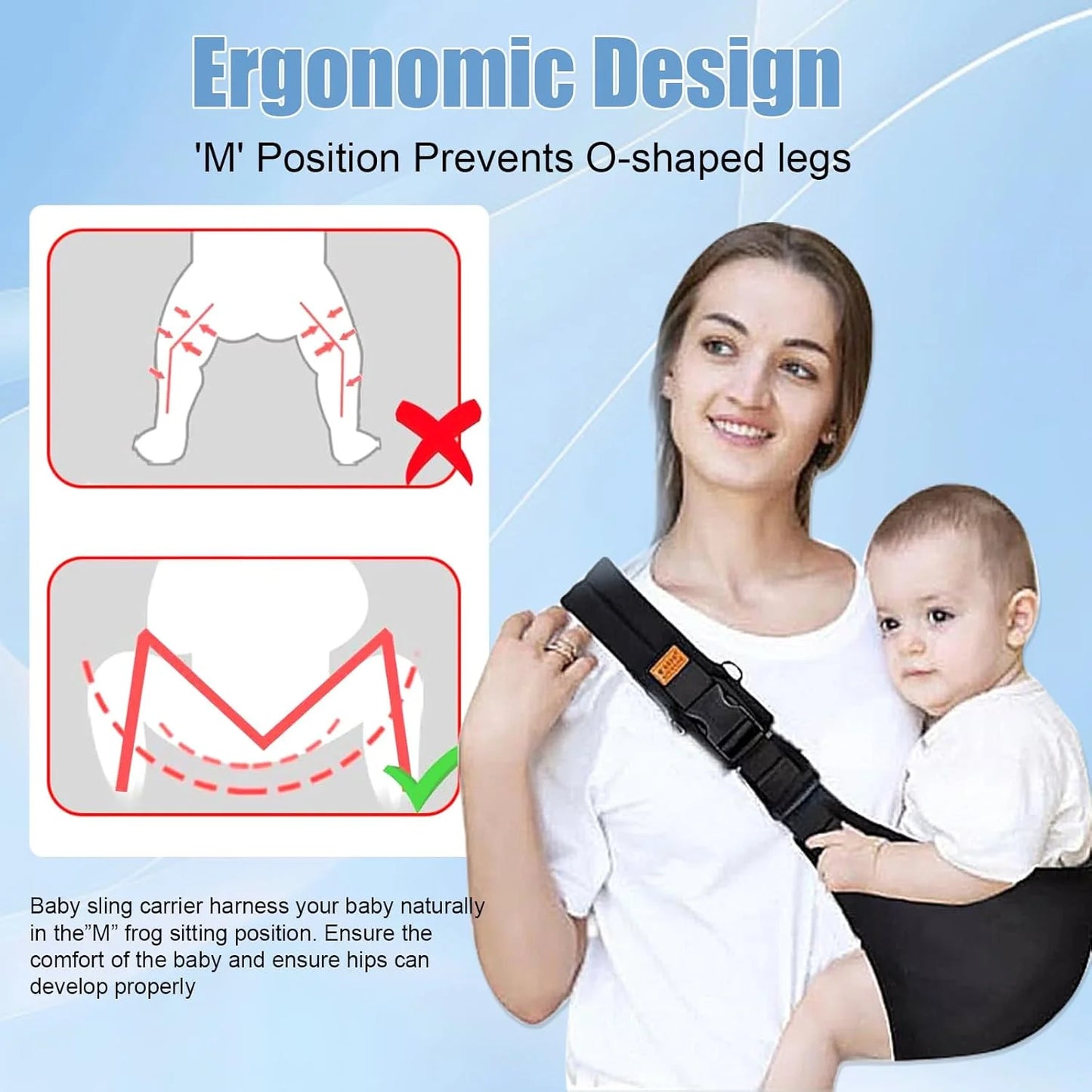 Portable Baby Carrier Wrap, Toddler Accessories, Multifunctional Strap Infant Bag, Adjustable Shoulder Baby Carriers Sling for Kids