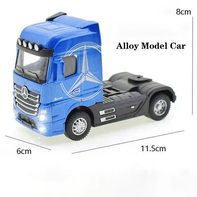 1:50 Diecast Alloy Truck Head Model Toy, Container Truck Pull Back With Light Engineering, Transport Vehicle Boy Toys For Children