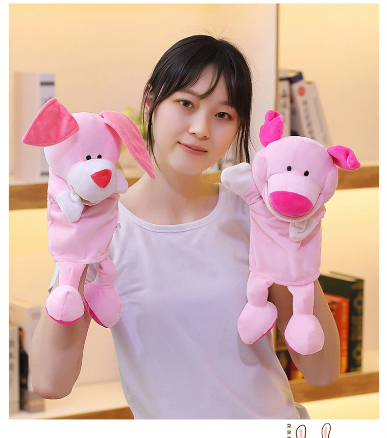 Cartoon Animal Hand Puppet Parent-child Game Doll, 35cm, Stuffed Gaming Doll, Lion Elephant Pig Appease Toys, Birthday Gifts For Children
