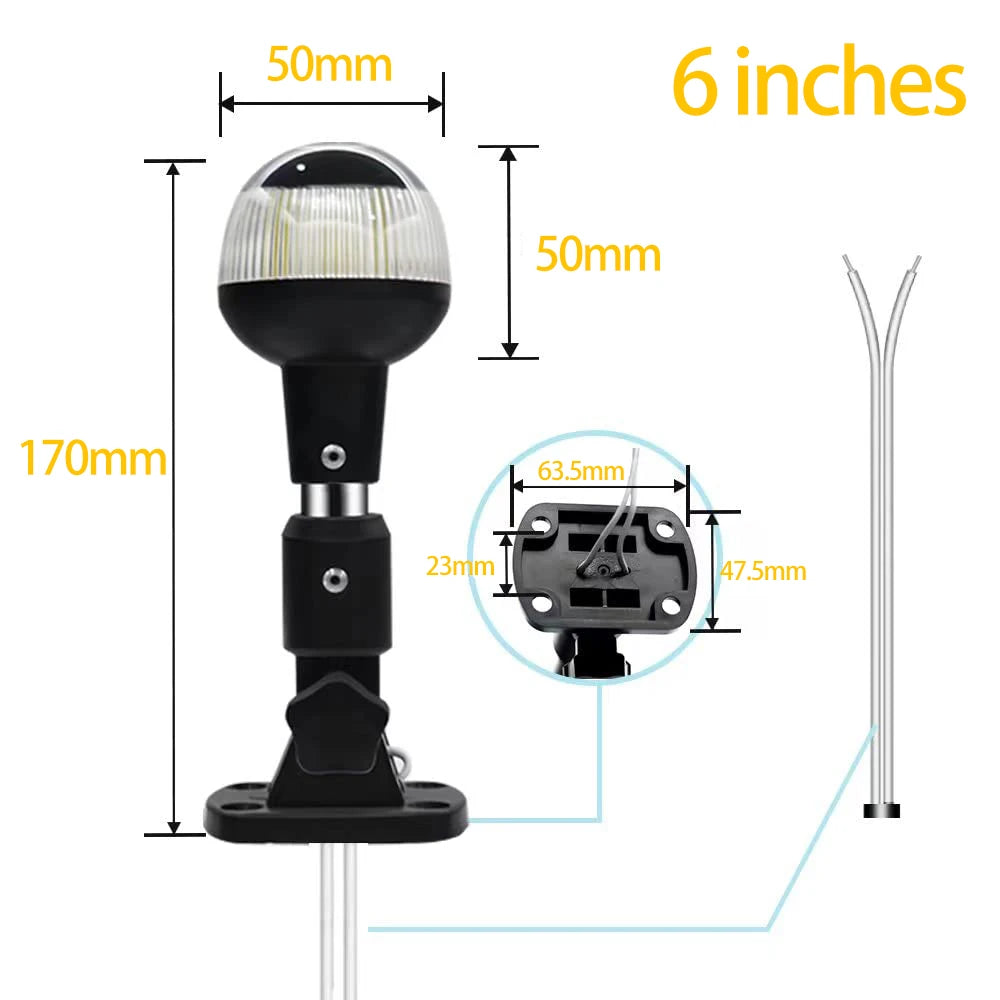 NEW Fold Down 360 Degree LED Boat Navigation Light for Yacht Marine Anchor Light, 12~24 V Sailing Signal Light  Boat Accessories