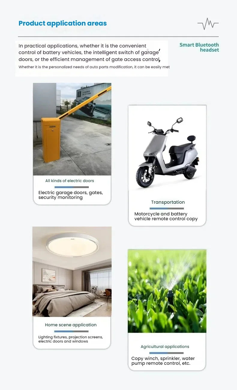 Wireless 433/315MHz RF Remote Control Copy Code 2 Buttons for Garage Door Gate Opener, Home Automation, Car Alarm