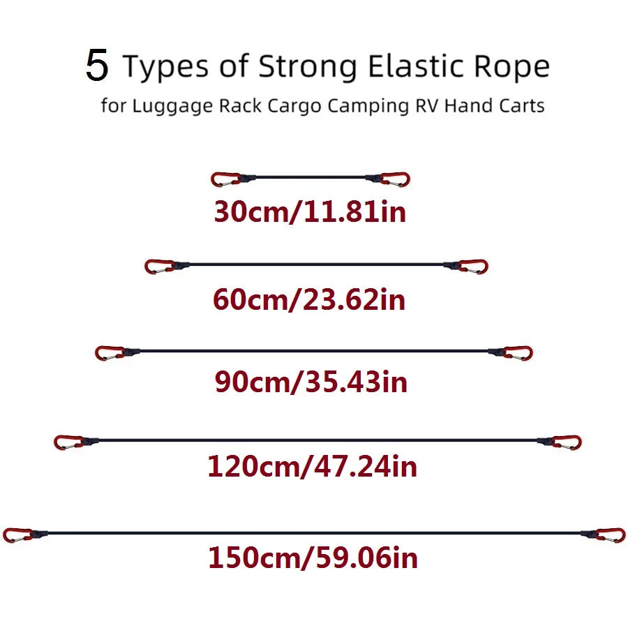 5Types, Stretch Elastic Ropes, 8MM Bungee Cords With Hooks, Lightweight Bikes Tie, Car Luggage Packing Roof Rack Strap