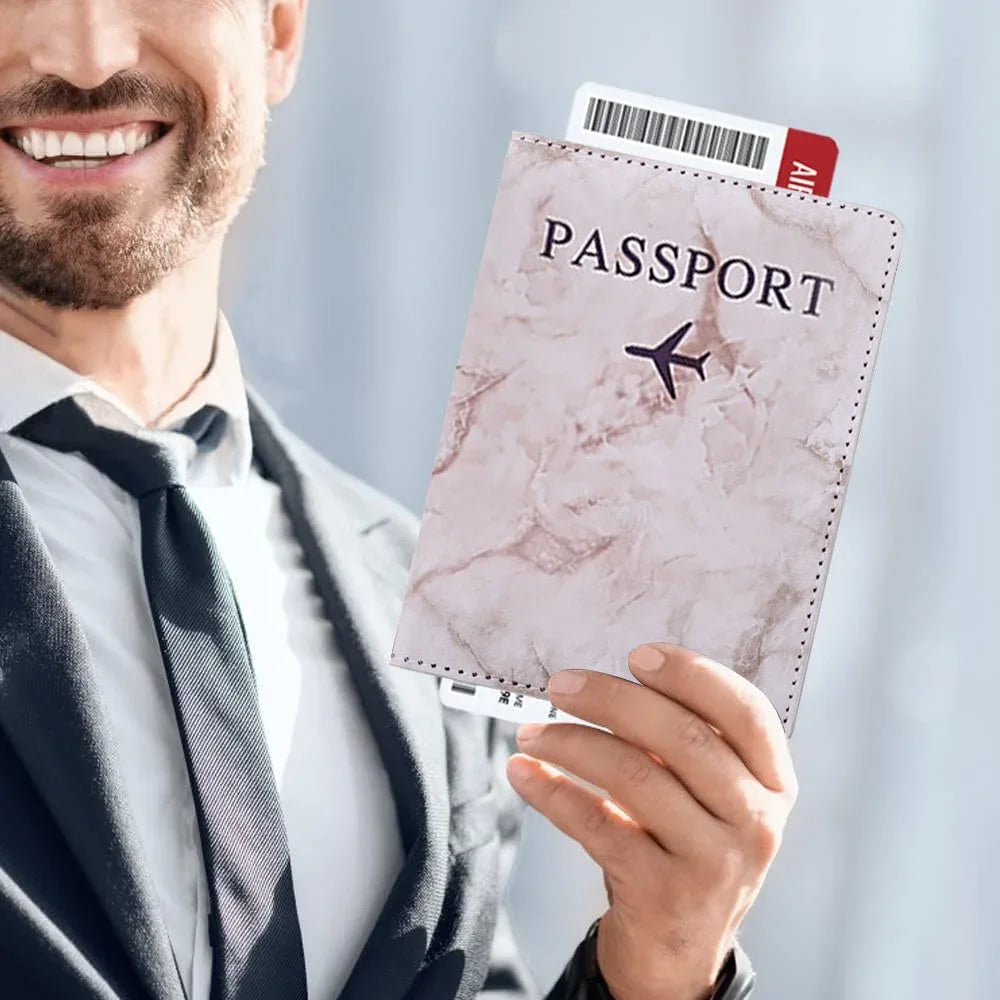 Fashion Passport Protective Cover, Embroidery Letter Pattern Travel Passport Holder, Wallet Gift PU Leather Card Case Cover Unisex