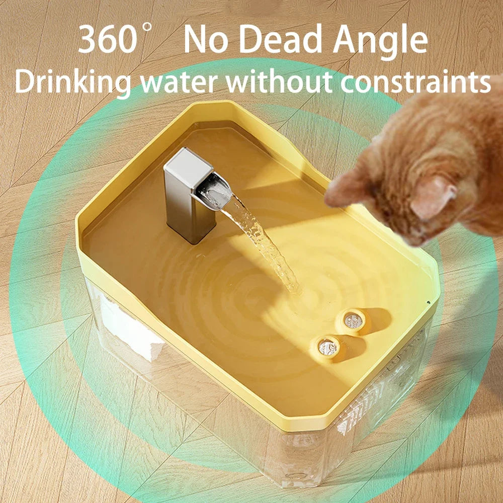 Cat Water Fountain, Auto Filter Transparent Cat Drinker, USB Anti-Dry Burning Recirculate Filtering Water Dispenser with Pump