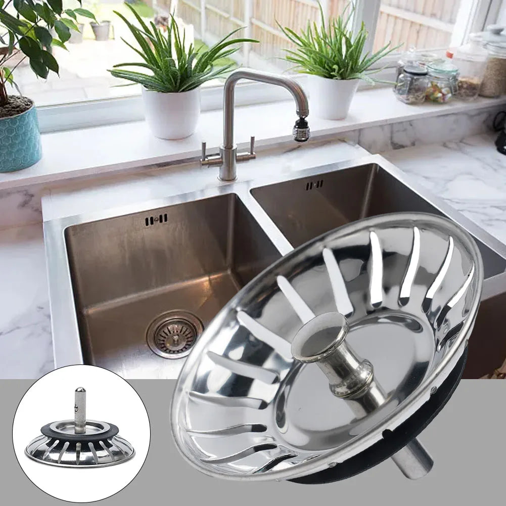 1Pc, Strainer, Premium Stainless Steel Replacement Kitchen Sink Strainer, Waste Drain Plug, 80mm, Basin Drain Stopper, Leach Basket