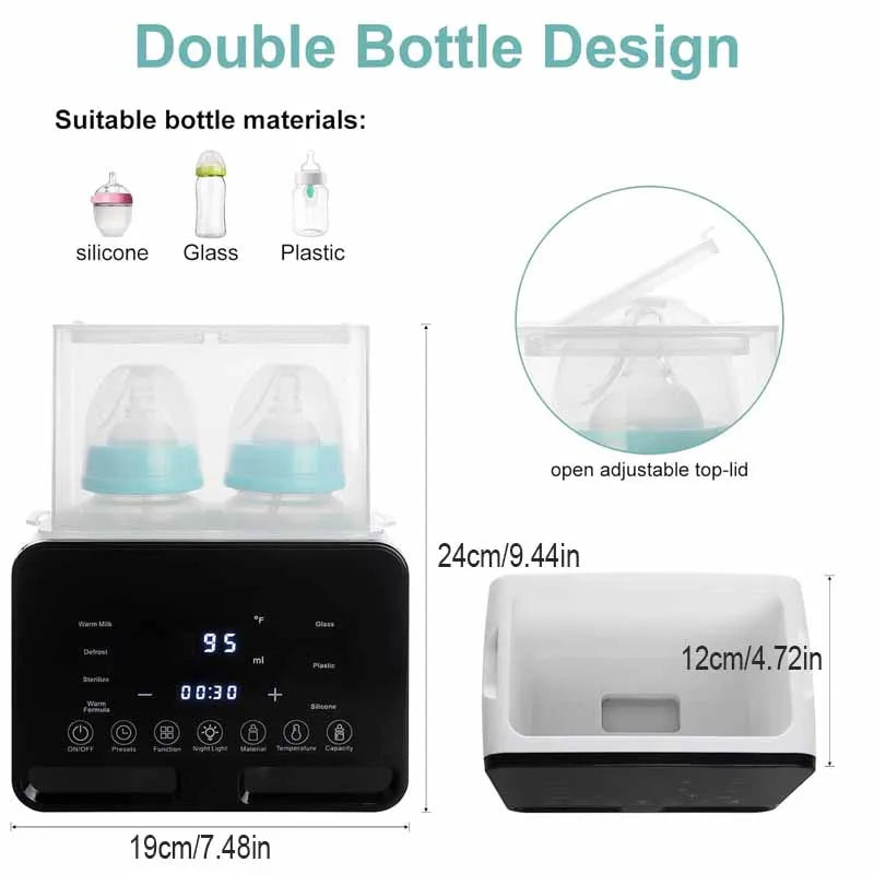 Baby Bottle Warmer Sterilizer, Multifunction Fast Milk Bottle Warmers with Timer Accurate Temperature Control, Newborn Accessories