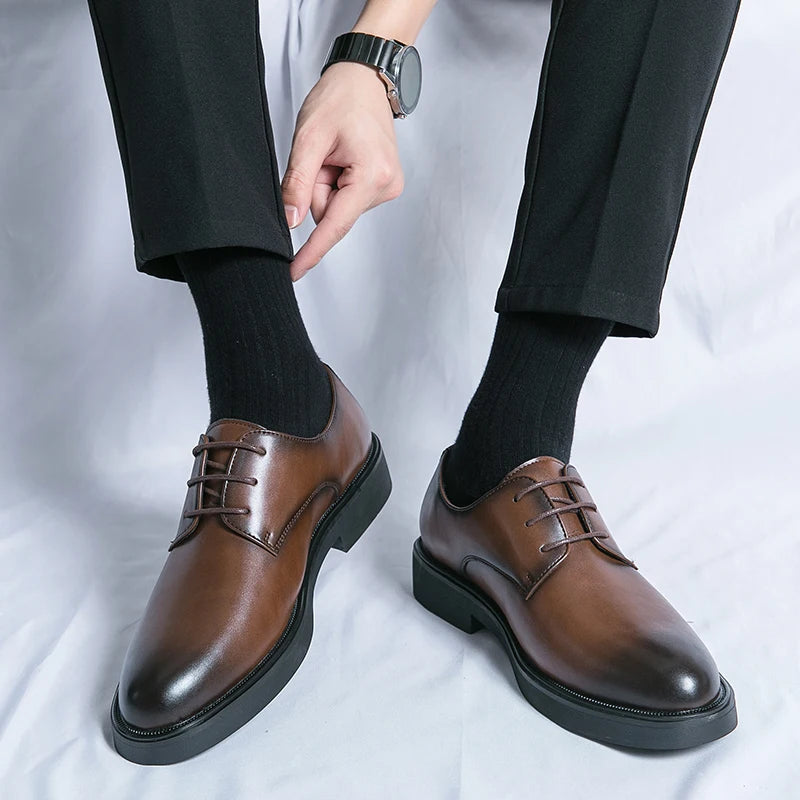 Spring Autumn Soft Sole Comfortable Casual Shoes, Men's Outdoor Hiking Travel Shoes, High End High Quality Men's Suit Dress Shoes