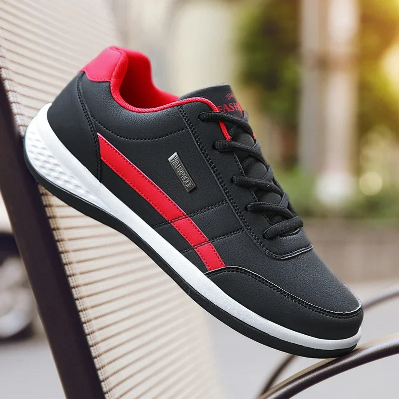 Men Leather Sneaker, Waterproof Casual Comfortable Men's Sneaker, Lace Up Footwear, Vulcanized Man Shoe Masculino, MAEDEF