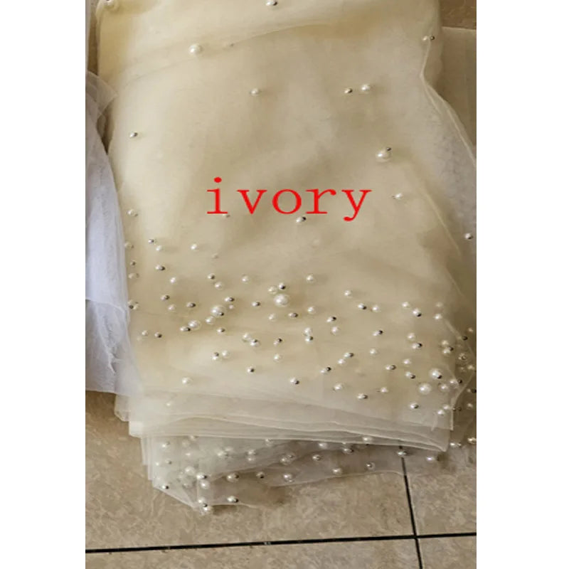 Bride Pearl Veil, Woman Ivory White, New Wedding Accessories, 1.5m Wide One Floor Cathedral Velos de Noiva, Custom Made Veil