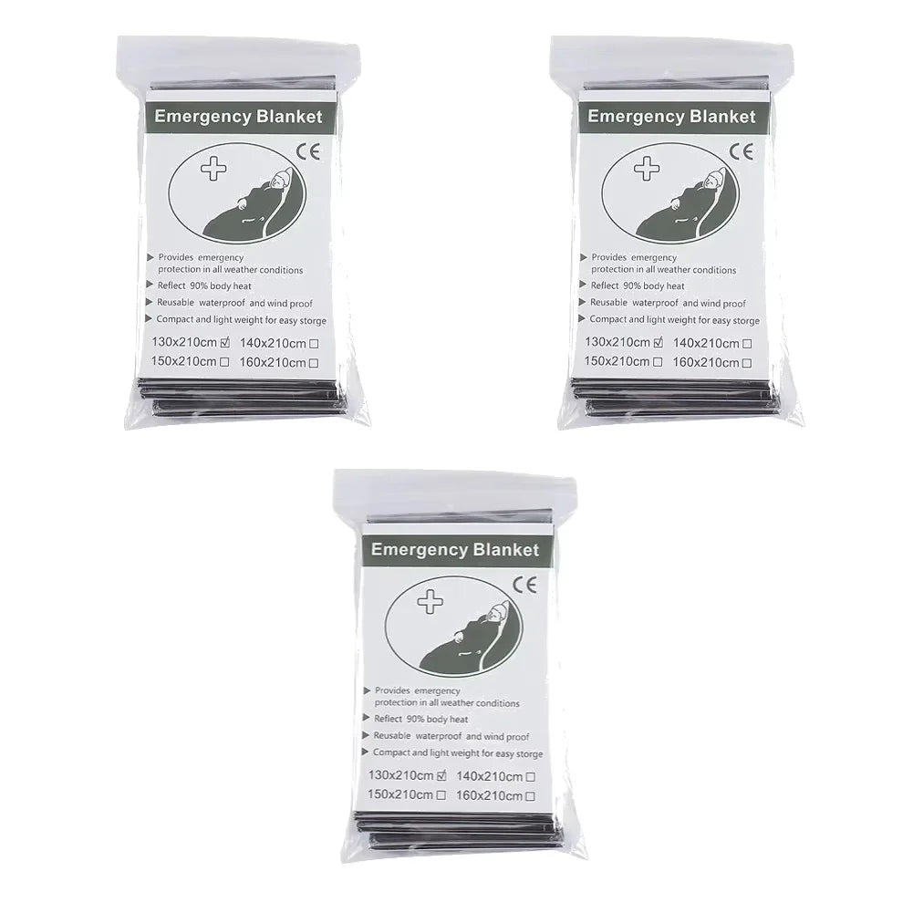 1-10PCS Emergency Blanket Outdoor Survive First Aid Military Rescue Kit Windproof Waterproof Foil Thermal Blanket for Camping