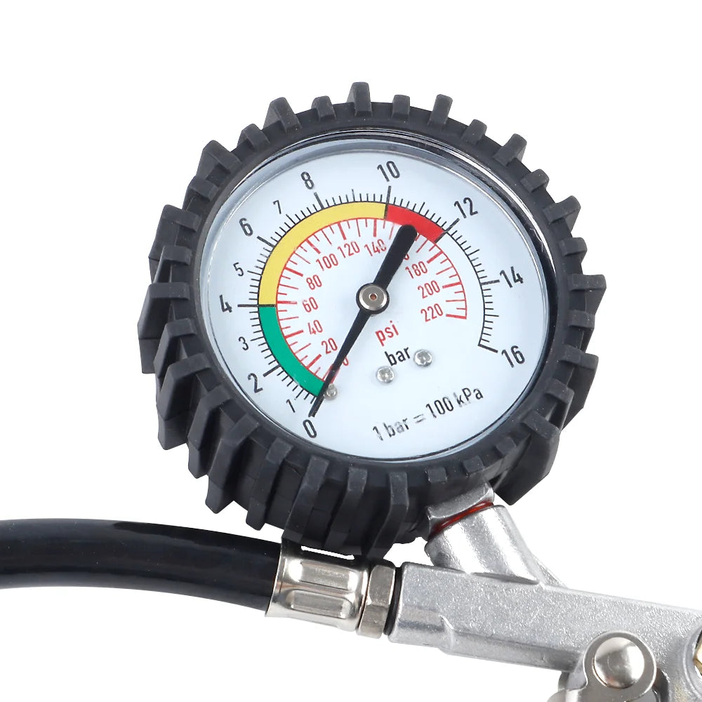 220Psi/16Bar Car Tire Pressure Gun, Multi-Function Tire Pressure Monitoring Tool, Air Pressure Gauge, Suitable For Air Compressor