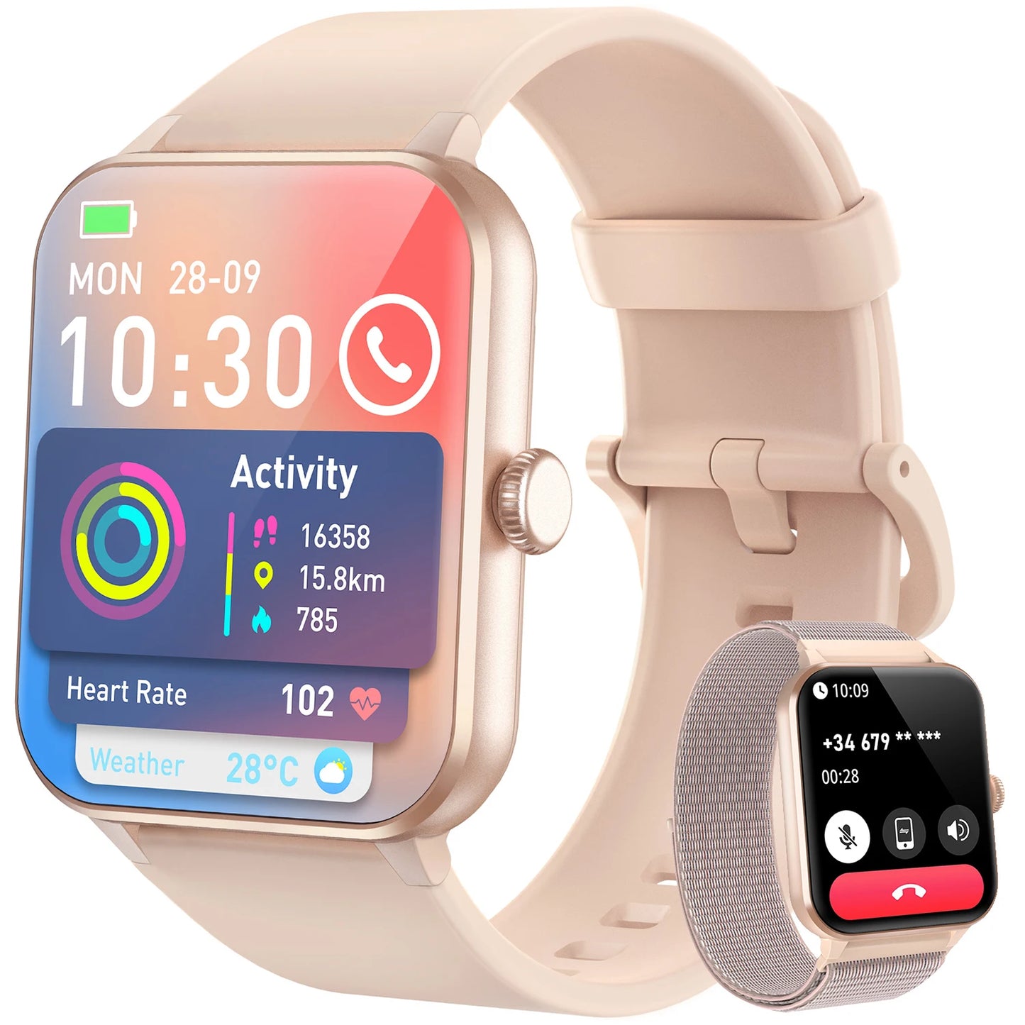 Blackview R50 Smart Watch, Heart Rate Monitor 1.85'' HD Screen, 100+ Sport Modes, Men Women, Outdoor Watch for IOS Android