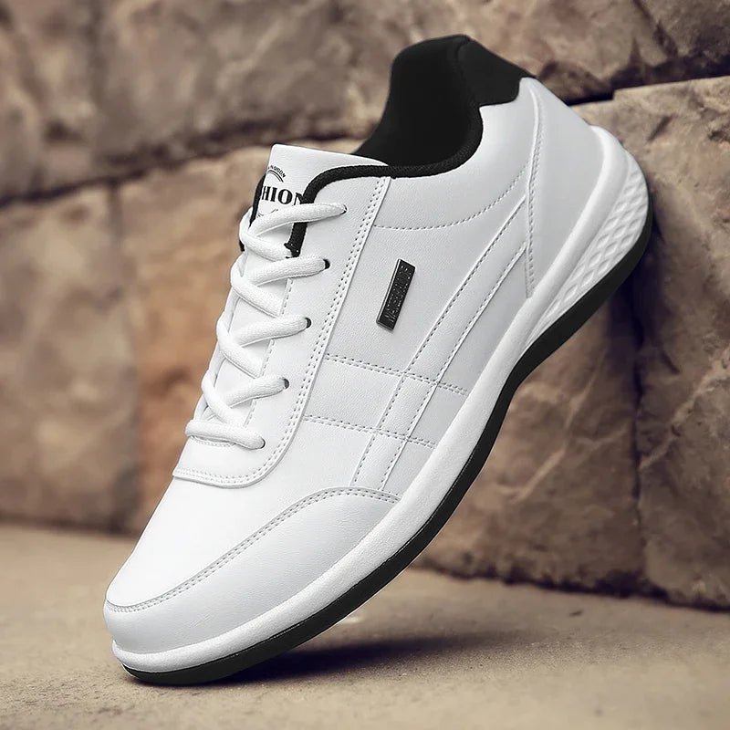 Men Leather Sneaker, Waterproof Casual Comfortable Men's Sneaker, Lace Up Footwear, Vulcanized Man Shoe Masculino, MAEDEF