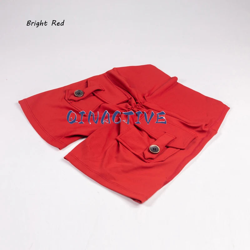 Pantalones Cortos de Yoga QINACTIVE para Mujer con Bolsillos, Fruncidos en los Glúteos, Mallas de Gimnasio de Cintura Alta con Efecto Push Up, Pantalones Cortos Deportivos Sexy para Glúteos, Fitness