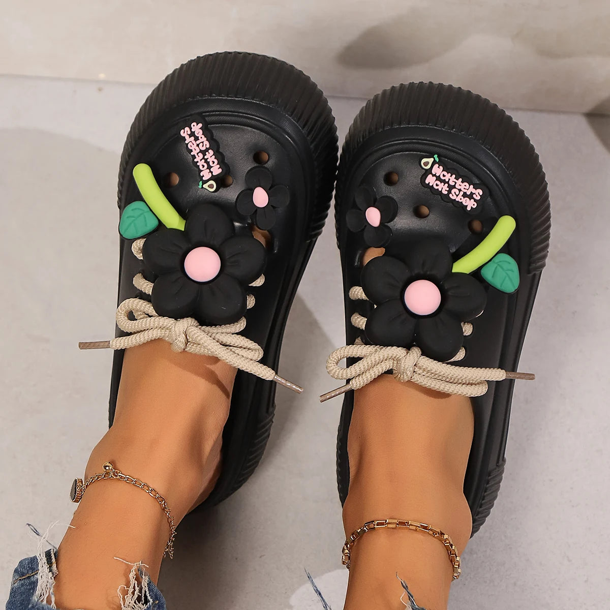 Summer Women Slippers, Cute Decoration Platform Sandals, Casual Outdoor Clogs, Beach Sandal, Non-slip Slides, Indoor Home Shoes 35-42