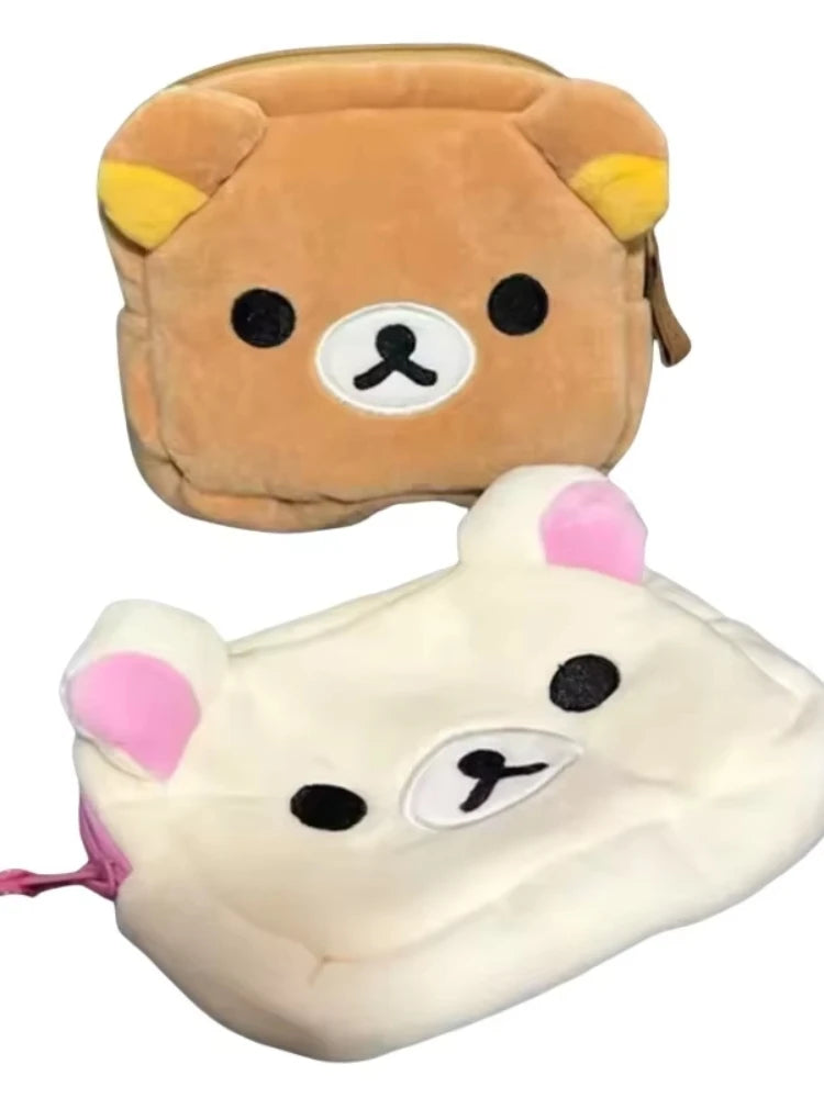 Cartoon Rilakkuma Makeup Organizer Storage Bag Cute Cartoon Bear Plush Kawaii Cosmetic Bags Vanity Beauty Case Gift