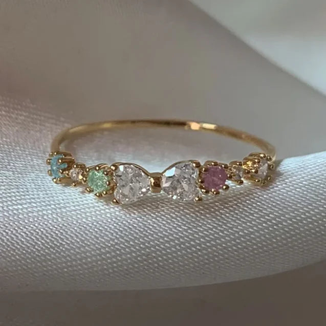 New Cute Colorful Zircon Flower Ring For Women Girl, Fashion Vintage Zircon Adjustable Rings, Jewelry Gift