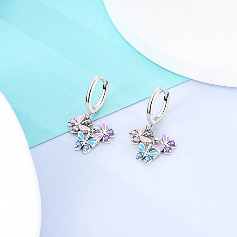 925 Sterling Silver Colored Zirconium Stars Hoop Earrings For Women Jewelry, Anniversary WeddingMaking Jewelry Gift