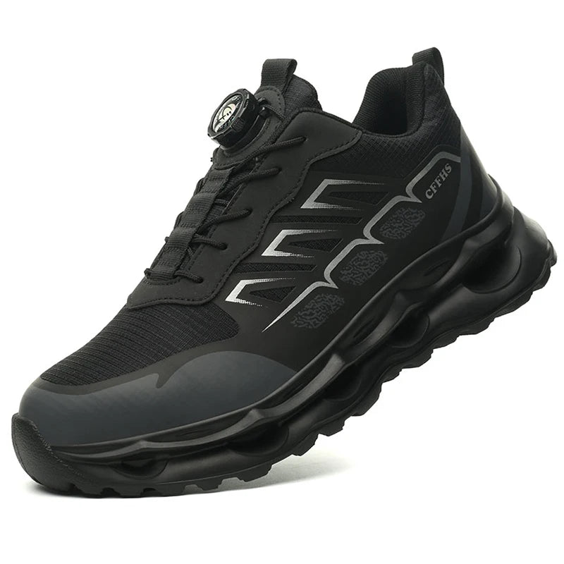 Men Rotating Button Safety Shoes, Steel Toe Work Sneakers, Indestructible Shoes, Puncture-Proof Work Boots, Air Cushion Safety Shoes