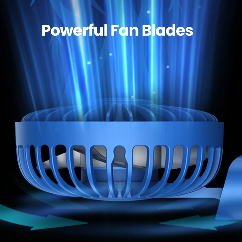 TOPK 5000mAh Mini Portable Fan USB Rechargeable Hand Held Fan,Small Pocket Fan 3 Speeds with Lanyard &Base, USB Desk Fan Foldable