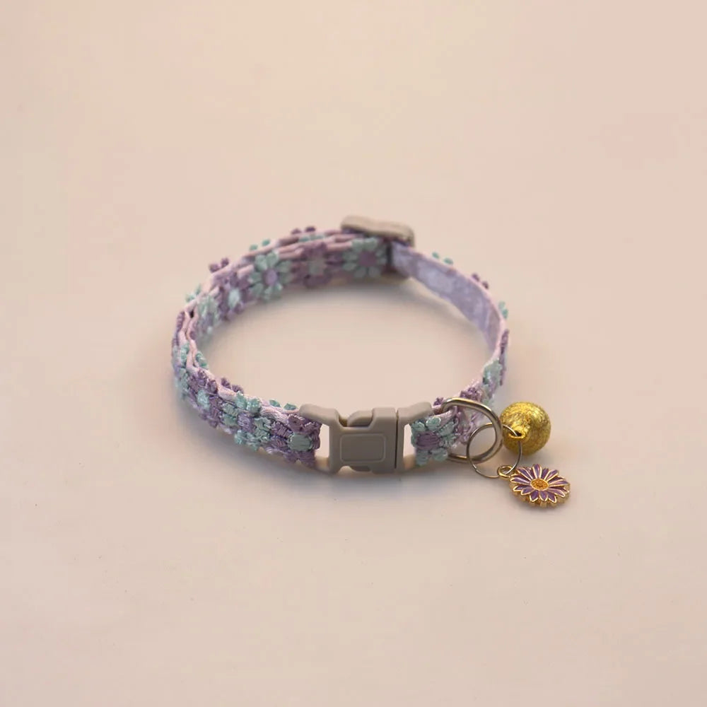 1Piece Adjustable Cat Collar With Pendant Lace Pet Collar Suitable For Small Cats and Dogs Cat Collar Personalized Accessories