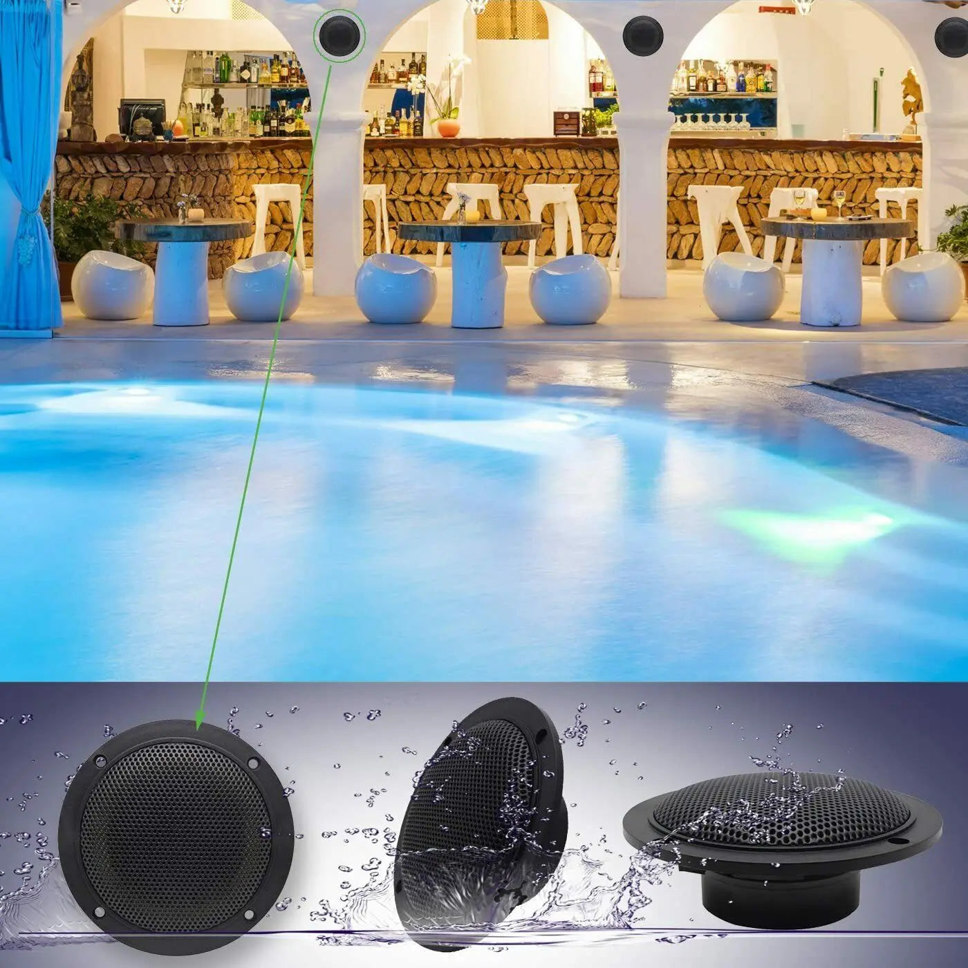 Herdio 4'' 160W 2PCS Waterproof Ceiling Speaker, Surround Sound Speaker For Kitchen Bathroom Yacht Outdoor Boat Home