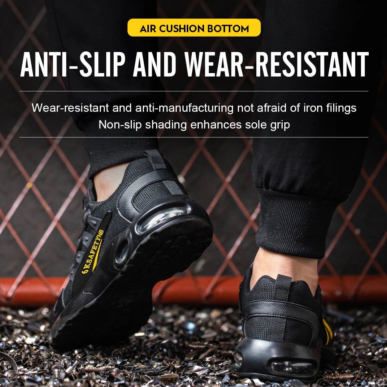 Men Rotating Button Safety Shoes, Steel Toe Work Sneakers, Indestructible Shoes, Puncture-Proof Work Boots, Air Cushion Safety Shoes