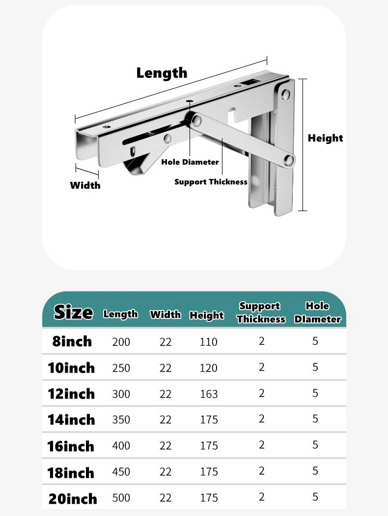 2Pcs, Multiple Sizes Triangle Folding Bracket, Shelf Table Desk, Floating Shelf, Collapsible Wall Mounted Bracket