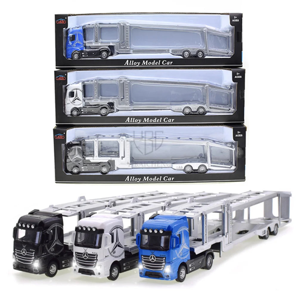 1:50 Diecast Alloy Truck Head Model Toy, Container Truck Pull Back With Light Engineering, Transport Vehicle Boy Toys For Children