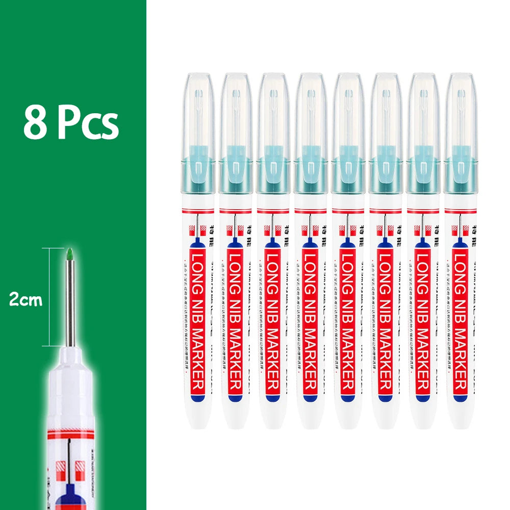 4-80Pcs, 2cm, Waterproof Long Head Markers, Deep Hole Marker Pen for Metal Carpenter, Red/ Black/ Blue/ Green Ink Woodworking Tools