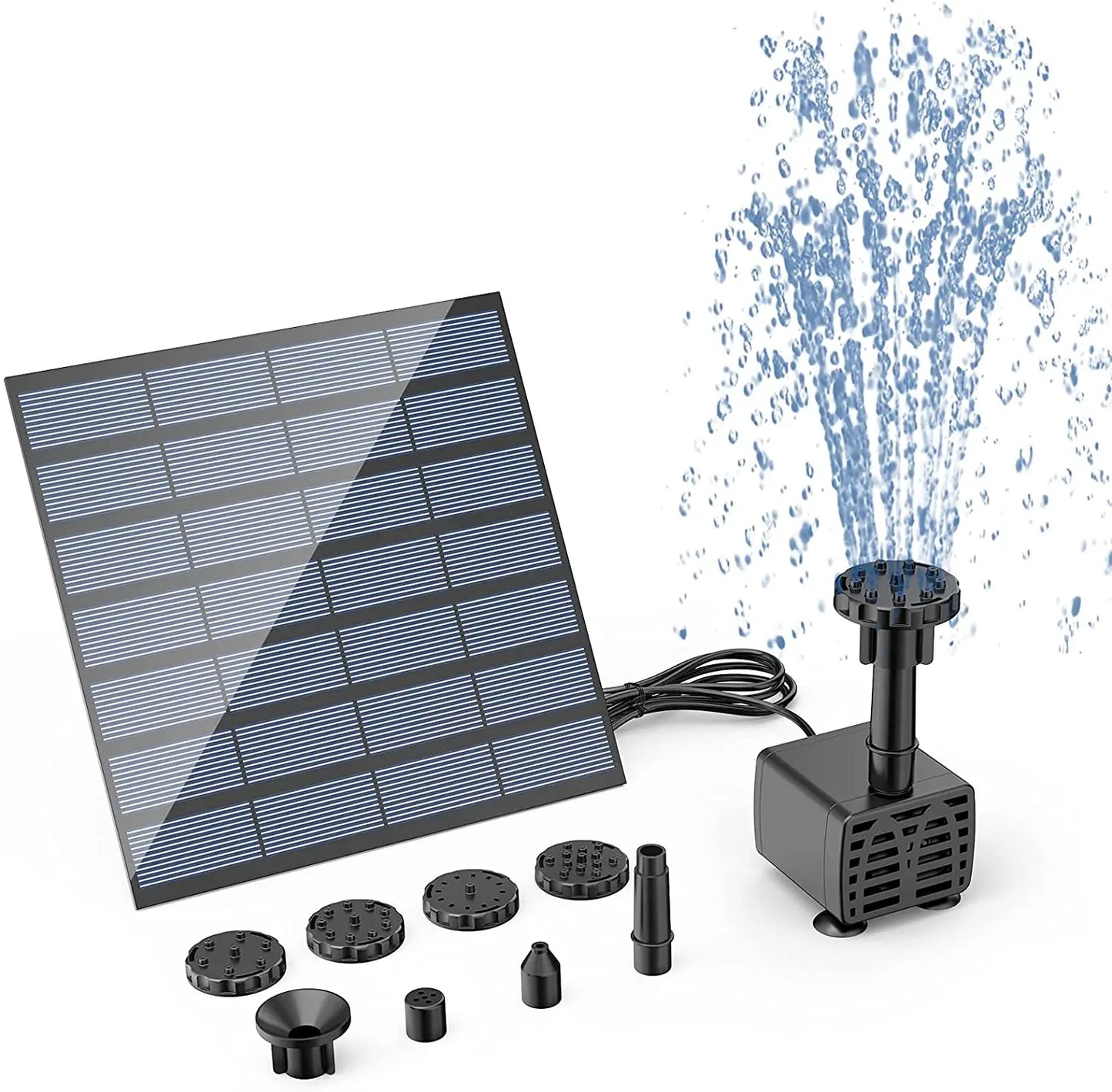 2.5W Solar Water Pump Fountain with 6Nozzles and 4ft Water Pipe, Solar Powered Pump for Bird Bath And Pond, Garden Solar Fountain Pump