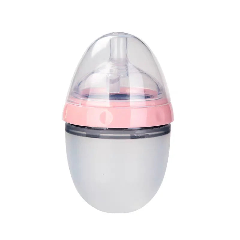 New 0-36 months baby nano-silicone bottle, 240ml 150ml Baby Bottle with handle Breastmilk-like design Soft milk pulling