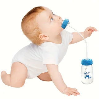 1 biberón de PP de 150 ml/5 oz manos libres con cepillo de pajita, set de biberones de cuello estándar autoalimentados.