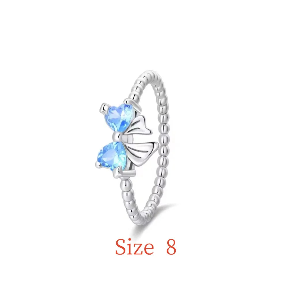 New 925 Silver bow Heart-shaped Ring Necklace, Suitable for Valentine's Day, Holiday Gifts for Women, DIY High-end, Fashion Jewelry