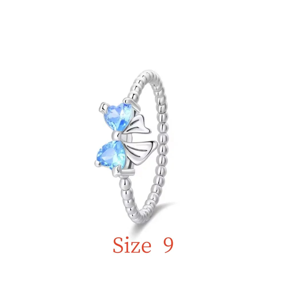 New 925 Silver bow Heart-shaped Ring Necklace, Suitable for Valentine's Day, Holiday Gifts for Women, DIY High-end, Fashion Jewelry