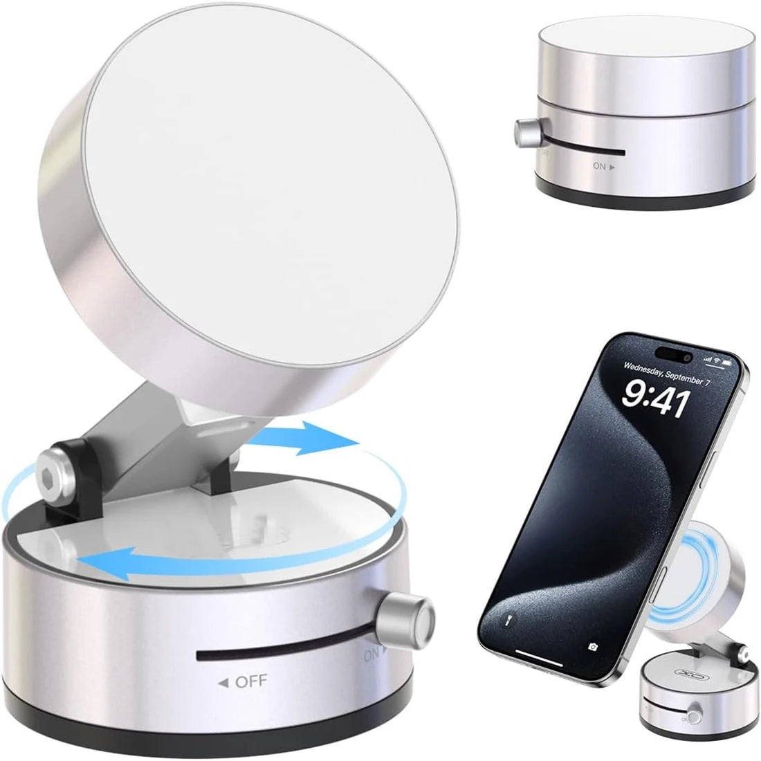 Magnetic Suction Phone Holder Upgraded 360° Adjustable Suction Cup Car Phone Mount Hands-Free Cell Phone Holder for Car/Gym