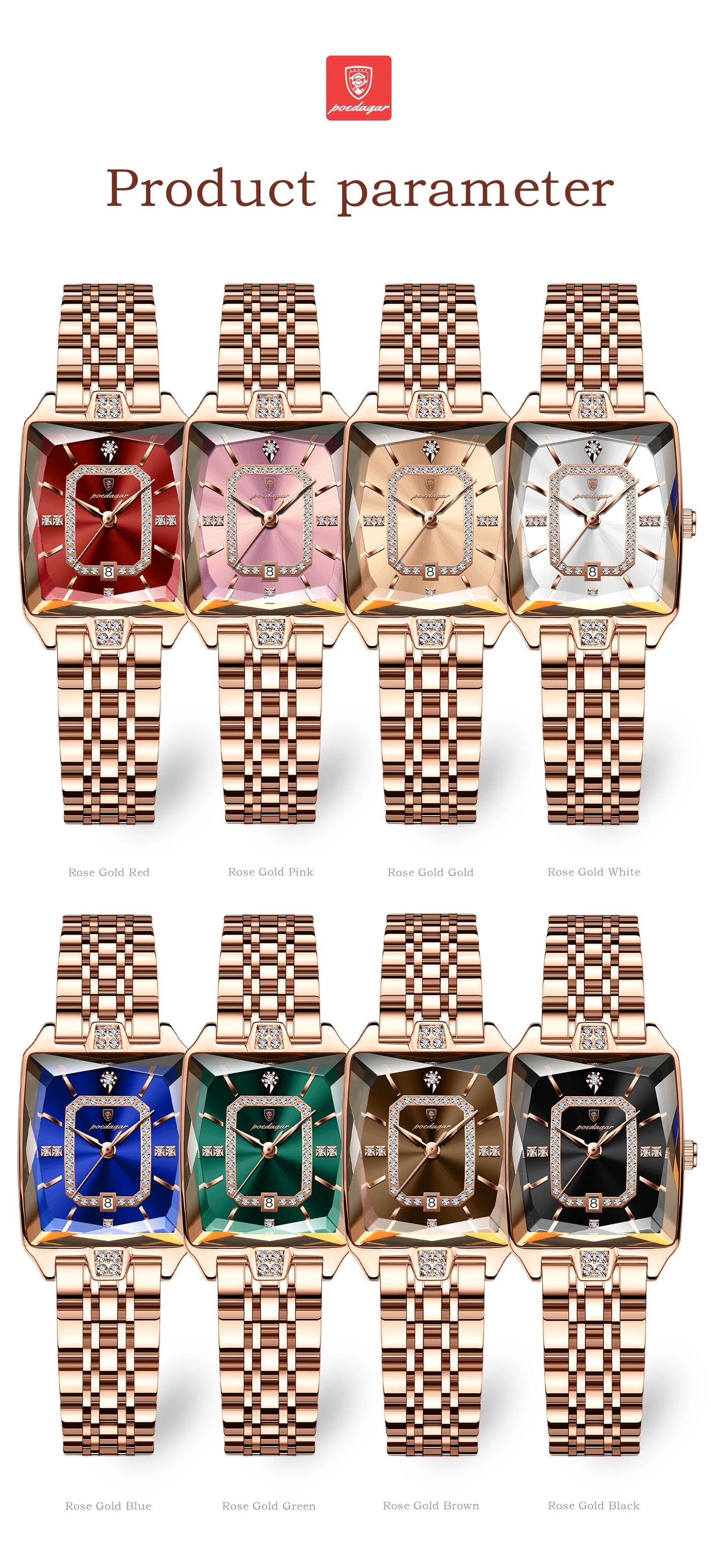 Luxury Watch For Woman, Waterproof Calendar High Quality Ladies Watch, Stainless Steel Quartz Women's Watches With Elegant Box, POEDAGAR